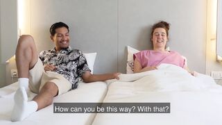 Step Bro and Step Sis fight with pillows hotel room