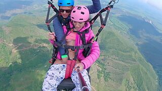 Wet Pussy SQUIRTING IN THE SKY 2200m High In The Clouds while PARAGLIDING