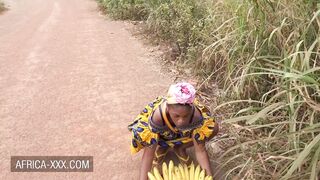 Black banana seller girl seduced for a hot sex